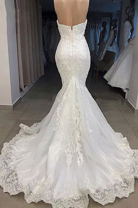 Amazing Sweetheart Appliqued Mermaid Wedding Dress - Wedding Dresses