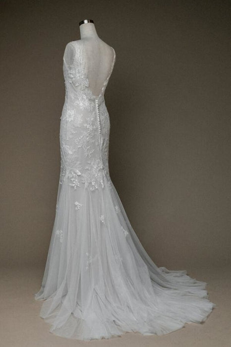 Amazing V-neck Appliques Mermaid Wedding Dress - Wedding Dresses