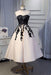 Ankle Length Strapless Prom with Black Lace A Line Princess Homecoming Dress - Prom Dresses