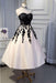Ankle Length Strapless Prom with Black Lace A Line Princess Homecoming Dress - Prom Dresses