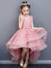 Flower Girl Dresses V-Neck Lace Sleeveless Asymmetrical Princess Silhouette Bows Kids Party Dresses