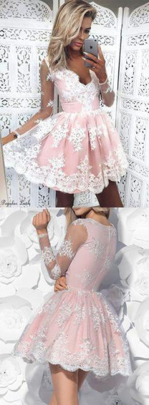 Attractive Fascinating Chic Cute Long Sleeves Dresses Short Homecoming Gown for Teens Sweet 16 Gowns - Prom Dresses