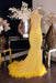 Attractive Yellow Halter Sleeveless Open Back Long Mermaid Prom Dresses - Prom Dresses