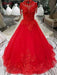 Awesome Appliques Tulle Ball Gown Wedding Dresses - Red / Floor Length - wedding dresses