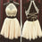 Awesome Awesome Beige Two Pieces Lace Top Halter Sleeveless Graduation Homecoming Dress for Teens - Prom Dresses