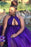 Awesome Halter Sleeveless Purple Plus Size Sequin Prom Dresses - Prom Dresses