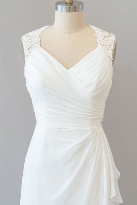 Awesome Ruffle Lace Chiffon Sheath Wedding Dress - Wedding Dresses