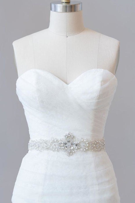 Awesome Ruffle Strapless Lace Sheath Wedding Dress - Wedding Dresses