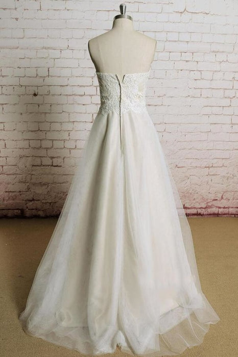 Awesome Strapless Lace Tulle A-line Wedding Dress - Wedding Dresses