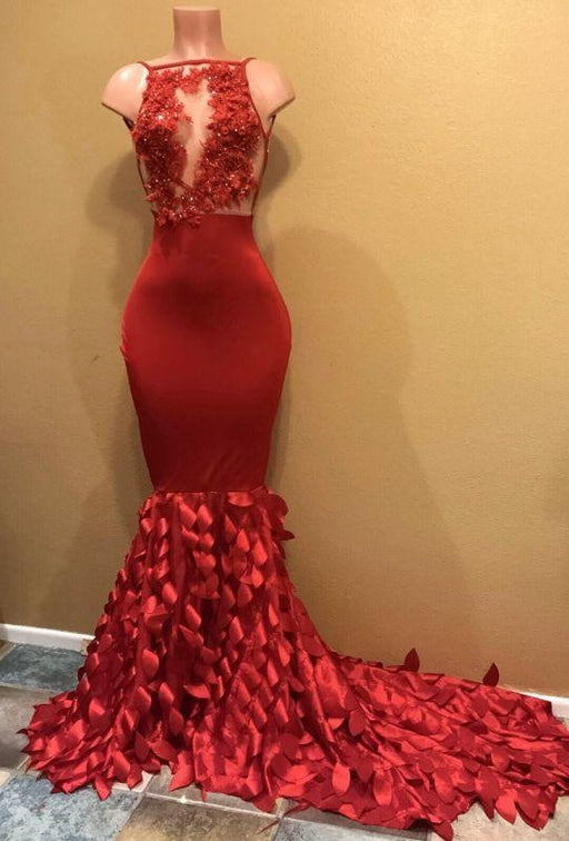 B| Bridelily Gorgeous Sleeveless Appliques Long Mermaid Prom Dresses - Prom Dresses