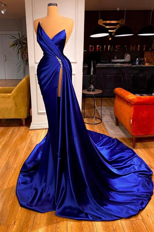 Royal Blue Sweetheart Prom Dress With Split

Rewritten Title: Elegant Royal Blue Sweetheart Prom Dress With Split