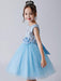 Baby Blue Flower Girl Dresses Jewel Neck Sleeveless Bows Tulle Polyester Kids Party Dresses