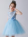 Baby Blue Flower Girl Dresses Jewel Neck Sleeveless Bows Tulle Polyester Kids Party Dresses