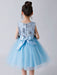 Baby Blue Flower Girl Dresses Jewel Neck Sleeveless Bows Tulle Polyester Kids Party Dresses