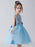 Baby Blue Flower Girl Dresses Jewel Neck Sleeveless Bows Tulle Polyester Kids Party Dresses