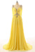 Backless A Line Yellow Beading Prom Dress - Prom Dresses
