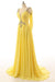 Backless A Line Yellow Beading Prom Dress - Prom Dresses