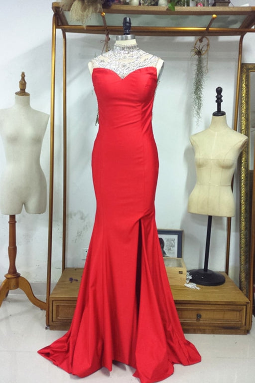 Backless Red with Crystals Sparkling Pageant Dresses Prom Dress - Prom Dresses
