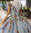 Ball Gown Blue Cap Sleeve Long Prom Lace up Beading Quinceanera Dresses - Prom Dresses