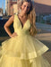 Ball Gown Floor-Length V-neck Ruffles Sleeveless Organza Dresses - Prom Dresses