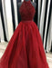 Ball Gown High Neck Sleeveless Floor-Length Beading Organza Dresses - Prom Dresses