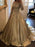 Ball Gown Long Sleeves Off-the-Shoulder Sweep/Brush Train Applique Satin Dresses - Prom Dresses