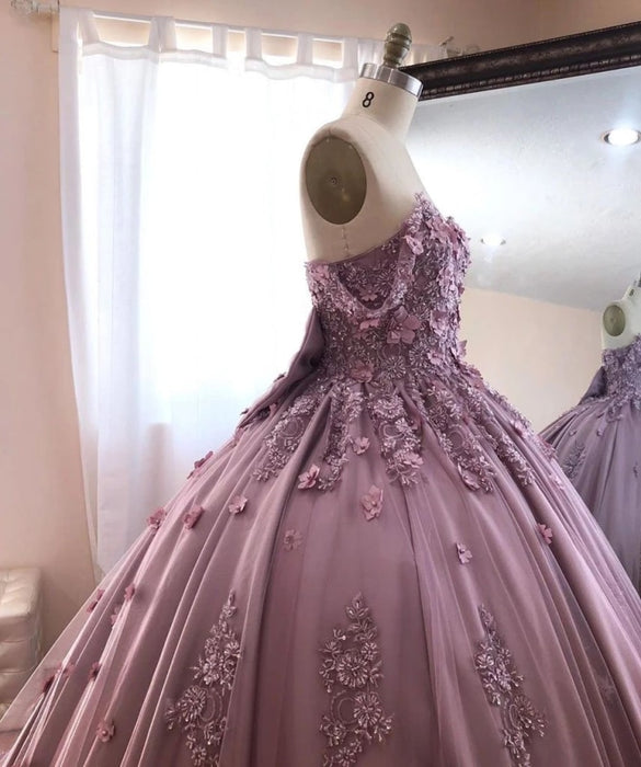 Exquisite Pink Sweetheart Quinceanera Prom Gowns 2023 Princess Sleeveless Ball  Gown Floral Appliques Tulle Puffy Evening US Size 20W Color long dress