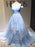 Ball Gown Sleeveless Off-the-Shoulder Applique Tulle Sweep/Brush Train Dresses - Prom Dresses