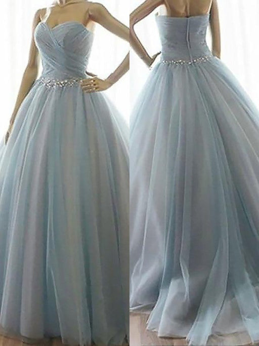 Ball Gown Sleeveless Sweetheart Beading Floor-Length Tulle Dresses - Prom Dresses