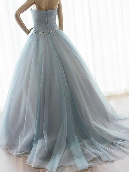 Ball Gown Sleeveless Sweetheart Beading Floor-Length Tulle Dresses - Prom Dresses
