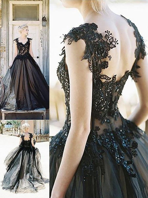 Ball Gown Sleeveless Sweetheart Lace Sweep/Brush Train Tulle Dresses - Prom Dresses