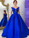 Ball Gown Sleeveless V-Neck With Ruffles Floor-Length Satin Dresses - Prom Dresses