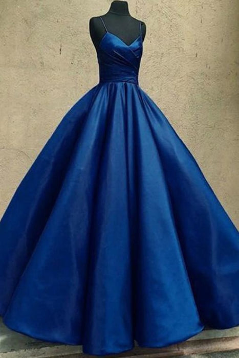 Ball Gown Spaghetti Straps Satin Floor Length Prom Long Quinceanera Dresses - Prom Dresses