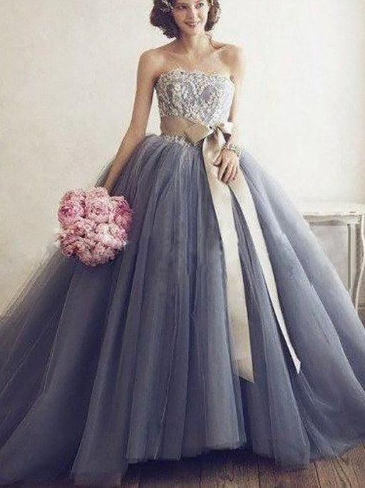 Ball Gown Sweetheart Sleeveless Applique Tulle Sweep/Brush Train Dresses - Prom Dresses