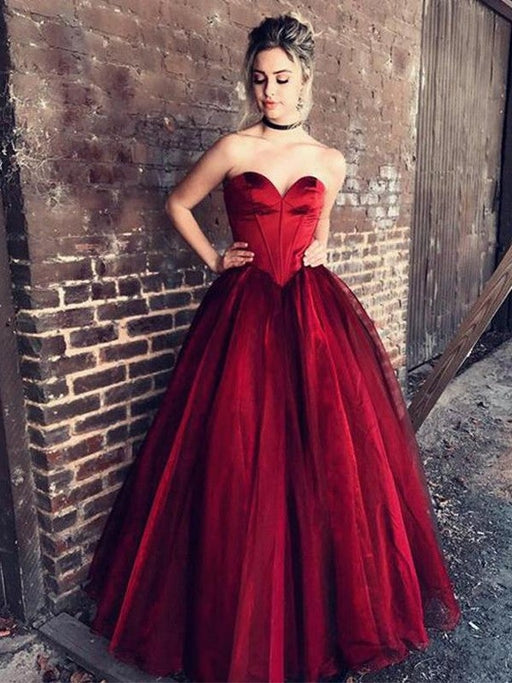 Ball Gown Sweetheart Sleeveless Floor-Length With Ruffles Tulle Dresses - Prom Dresses