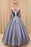 Ball Gown V Neck Dark Blue Tulle Prom with Applique Puffy Long Quinceanera Dress - Prom Dresses