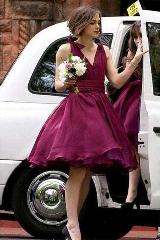 Ball Gown V-Neck Elegant Modest Cocktail Dresses Bridesmaid Dresses - Bridesmaid Dresses