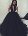 Ball Gown V-neck Sleeveless Court Train Tulle Dresses - Prom Dresses