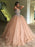 Ball Gown V-neck Sleeveless Floor-Length Beading Tulle Dresses - Prom Dresses