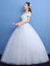 Ball Gown Wedding Dress Princess Silhouette Floor-Length Bateau Neck Short Sleeves Applique Tulle Bridal Gowns