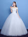 Ball Gown Wedding Dress Princess Silhouette Floor-Length Bateau Neck Short Sleeves Applique Tulle Bridal Gowns