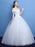 Ball Gown Wedding Dress Princess Silhouette Floor-Length Bateau Neck Short Sleeves Applique Tulle Bridal Gowns