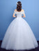 Ball Gown Wedding Dress Princess Silhouette Floor-Length Bateau Neck Short Sleeves Applique Tulle Bridal Gowns
