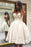 Ball Ivory Knee-length Homecoming Dress with Flowers Appliqued Prom Gown - Prom Dresses