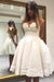 Ball Ivory Knee-length Homecoming Dress with Flowers Appliqued Prom Gown - Prom Dresses