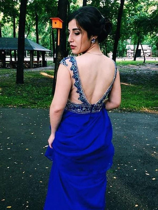 Bateau Sleeveless Floor-Length A-line With Beading Chiffon Dresses - Prom Dresses