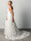 Beach Wedding Dress With Chapel Train White V-neck Sleeveless Backless Lace Split Long Bridal Gowns