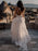 Beach Wedding Dress With Chapel Train White V-neck Sleeveless Backless Lace Split Long Bridal Gowns