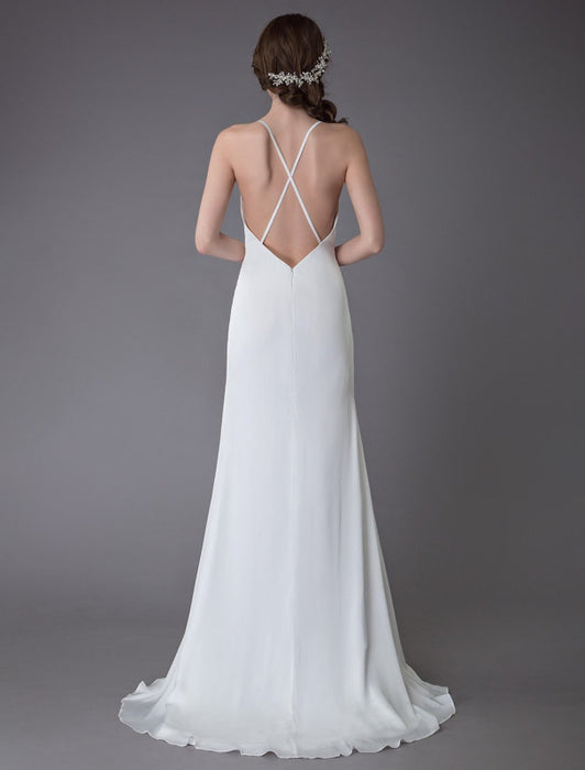 Beach Wedding Dresses Sexy Bridal Dress High Split Ivory Sheath Straps Bridelily Beach Wedding Dresses Sexy Bridal Dress High Split Ivory Sheath Straps Bridelily