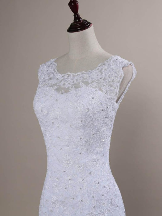 Beaded Lace Backless Mermaid Wedding Dresses - wedding dresses